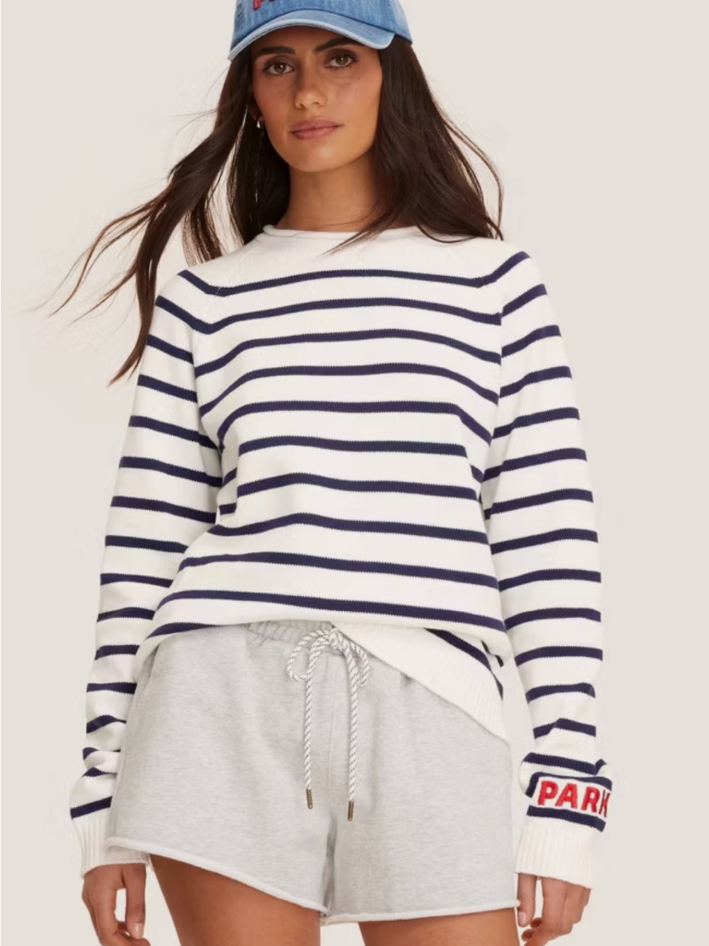 XL, XXL - Women's Rollneck Striped Pullover Sweater - Parke Navy Blue Striped